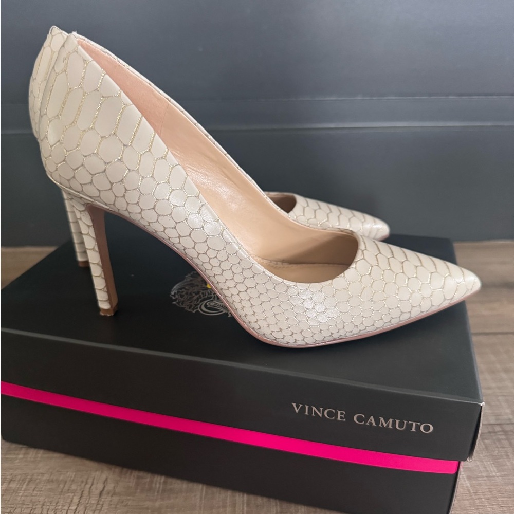 Vince Camuto Cream Stiletto Heels for Formal Events